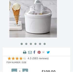 Pampered Chef White Ice Cream Maker